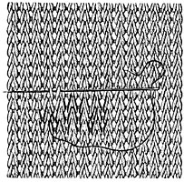 fig. 366. Ravaudage des mailles. Première manière.