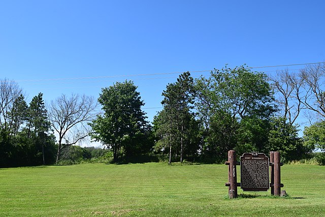 Historical marker at the site of Fort Winnebago