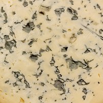 Gros plan sur la pâte persillée d'une fourme d'Ambert. (définition réelle 3 303 × 3 303)