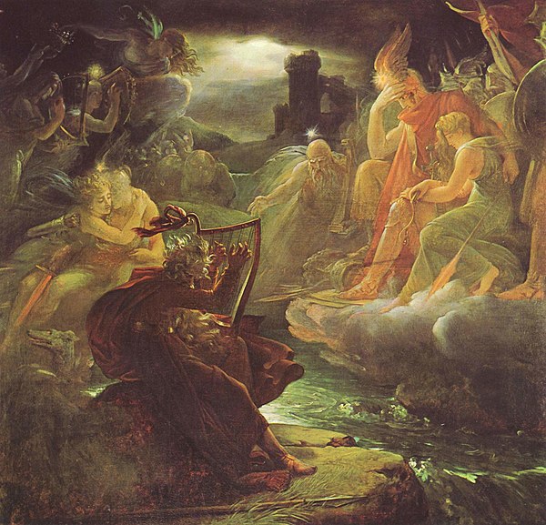 Ossian Evoking ghosts on the Edge of the Lora, by François Pascal Simon Gérard, 1801