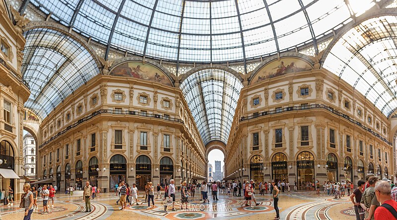 Mosaic Floor and Glass Dome in Galleria Vittorio Emanuele II in