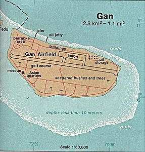 Kaart van Gan (Atoll Addu)