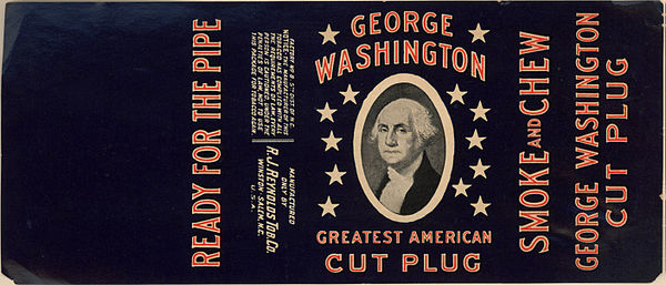 George Washington, early cut plug tobacco brand manufactured by Reynolds, c. 1910