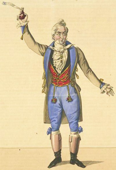 Giuseppe Frezzolini as Dulcamara in the premiere of the opera