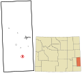 Thumbnail for File:Goshen County Wyoming incorporated and unincorporated areas Hawk Springs highlighted.svg