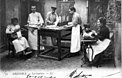Atelier de fabrication de gants à Grenoble en 1904.