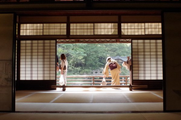 Shoji paper sliding doors in the Rinshunkaku at Sankei-en (Important Cultural Property)