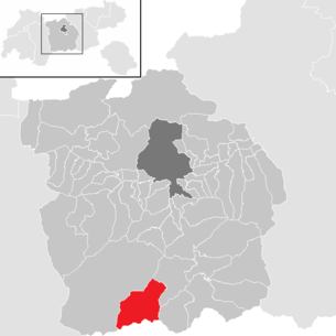 Lage der Gemeinde Gschnitz im Bezirk Innsbruck-Land (anklickbare Karte)