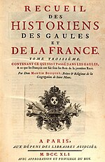 Vignette pour Recueil des historiens des Gaules et de la France