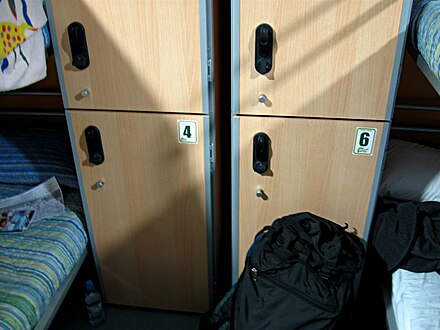 Lockers at a hostel in Barcelona