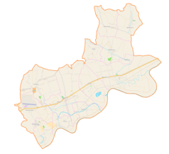 Mapa konturowa gminy Igołomia-Wawrzeńczyce, blisko centrum u góry znajduje się punkt z opisem „Żydów”