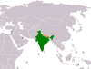 Location map for India and Nepal.