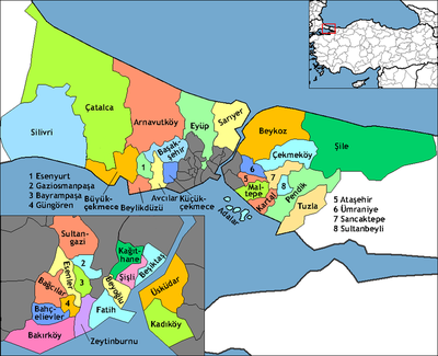 Istanbul Province Istanbul districts.png