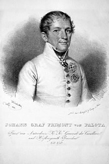 Print of Johann Maria Philipp Frimont in simple white Austrian uniform