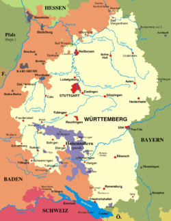 Карта на Кралство Вюртемберг (1810 – 1918)