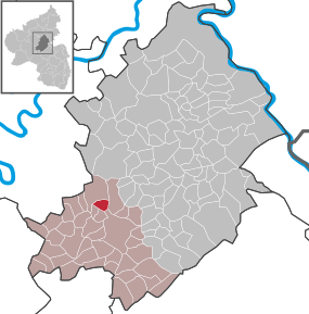 Poziția ortsgemeinde Kludenbach pe harta districtului Rhein-Hunsrück-Kreis