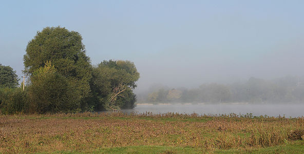 Dawn. A pond on the Tomashpilka river