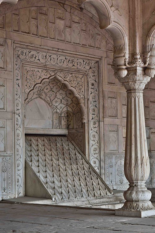 A salasabil (currently dry) in the Red Fort in Delhi, India. A salasabil is designed to maximize evaporative cooling; the cooling, in turn, may be use