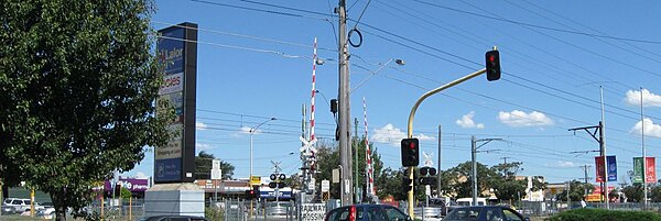 Lalor Shopping Centre viewed from Mann's Road Railway crossing