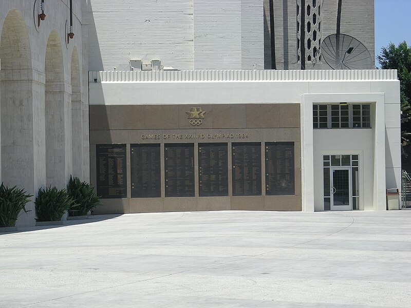 File:Los Angeles Memorial Coliseum July 2007 5 (1984 Olympics plaque).jpg