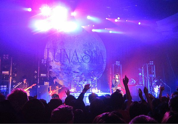Luna Sea performing at the Hollywood Palladium in 2010. The concert was recorded and released as the theatrical film and live album, Luna Sea 3D in Lo