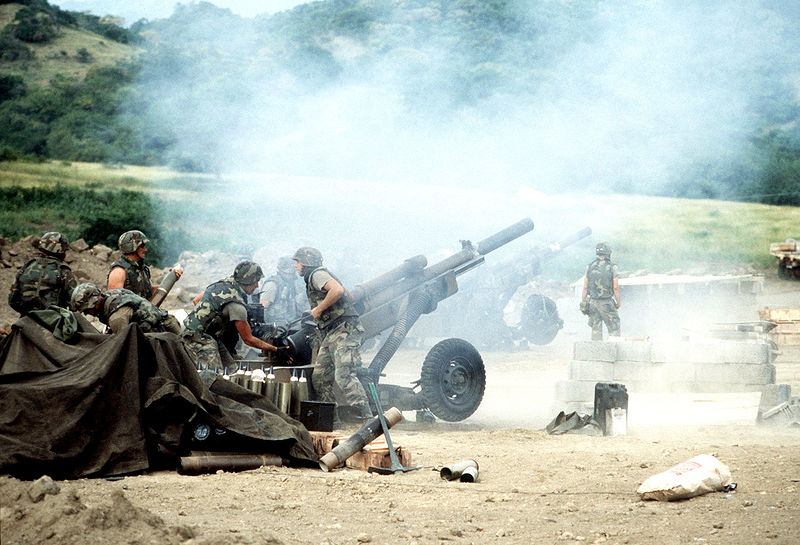 File:M102 howitzers during Operation Urgent Fury.jpg