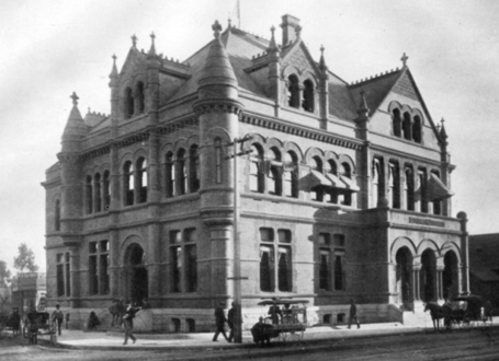 U.S. Government Building including Post Office, 1893. SE corner of Winston. Demolished.