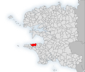 Localisation de la commune de Beuzec-Cap-Sizun dans le département du Finistère.