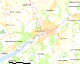 Mapa obce Landerneau