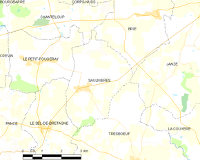 Poziția localității Saulnières