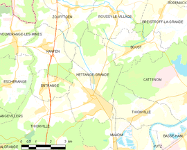 Mapa obce Hettange-Grande