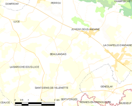 Mapa obce Beaulandais