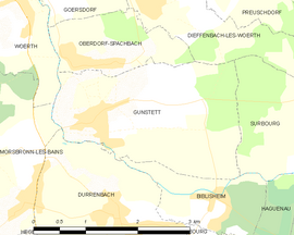Mapa obce Gunstett