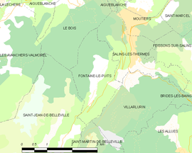 Mapa obce Fontaine-le-Puits
