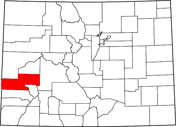 Map of Colorado highlighting Montrose County