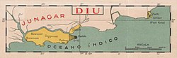 Map of Diu showing Brancavará