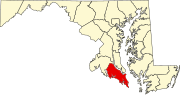 Map of Maryland highlighting Saint Mary's County.svg