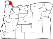 Map of Oregon highlighting Columbia County.svg
