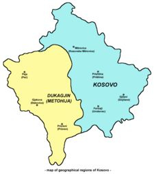 Kosovo označeno svjetloplavom bojom