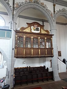 Furstenstuhl (1714) and choir stalls (c.1530) Marienstiftskirche Lich Furstenstuhl 05.JPG