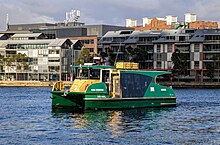 Me-Mel approaching Barangaroo ferry wharf, with Darling Island behind Me-Mel ferry.jpg