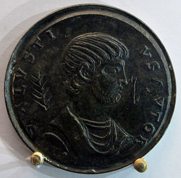 4th century AD bronze medallion, inscribed: SALUSTI/VS AVTOR; an imaginary likeness, sometimes identified as Sallustius Crispus.