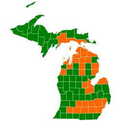 Michigan Republikeinse presidentiële primaire verkiezingsresultaten per provincie, 2012.svg