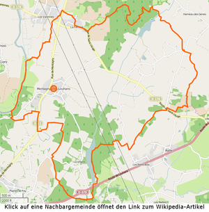 Montagny-près-Louhans with its neighboring towns