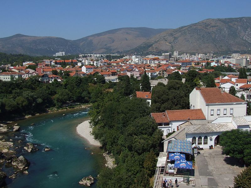 File:Mostar and Neretva - view from Koski Mehmed Pasha Mosque.jpg