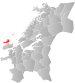 Mapa do condado de Trøndelag com Frøya em destaque.