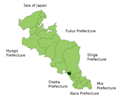موقعیت Nagaokakyō در استان کیوتو