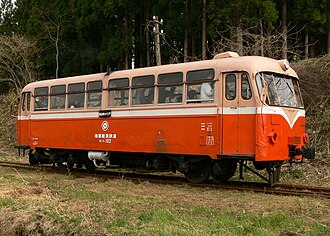 Railbus of Nanbu Jukan Railway Line, at the revival event, 2006. Nanbu Jukan Railbus.jpg