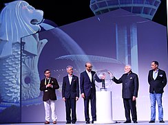 Modi and Tharman Shanmugaratnam, Deputy Prime Minister of Singapore officially launched APIX, a global Fintech Platform at the Singapore FinTech Festival in 2018. Narendra Modi launching the APIX (Application Programming Interface Exchange) a global Fintech Platform with the Deputy Prime Minister of Singapore, Mr. T. Shanmugaratnam, at the Singapore Fintech Festival, in Singapore.JPG