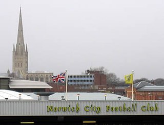 View from Carrow Road, Home of Norwich City Football Club, towards the city of Norwich